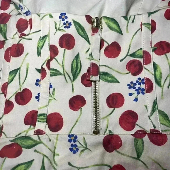 Carolina Herrera Cherry Print Off Shoulder Midi Dress 6 S Drape Designer Runway - Picture 15 of 16